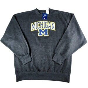 Michigan Wolverines Sweatshirt Mens Large Gray NCAA Football Cadre Crewneck
